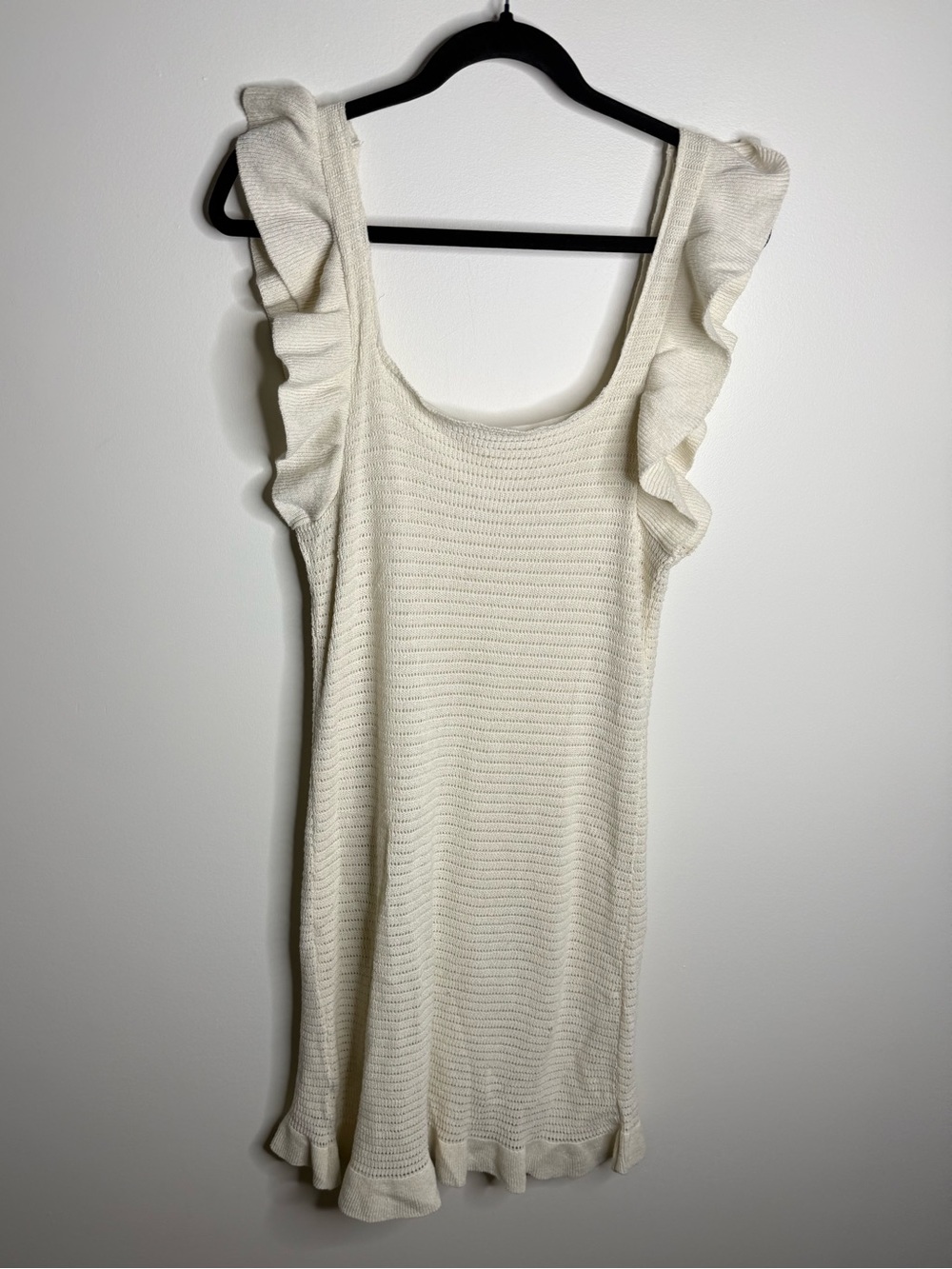 Anthropologie Pointelle Knit Mini Dress size medium cream